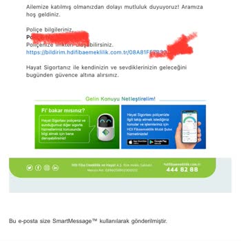 HDI Sigorta Üye Olmadan Mail Geldi. Bilgilerimi Benden İzinsiz Kullanılamaz.