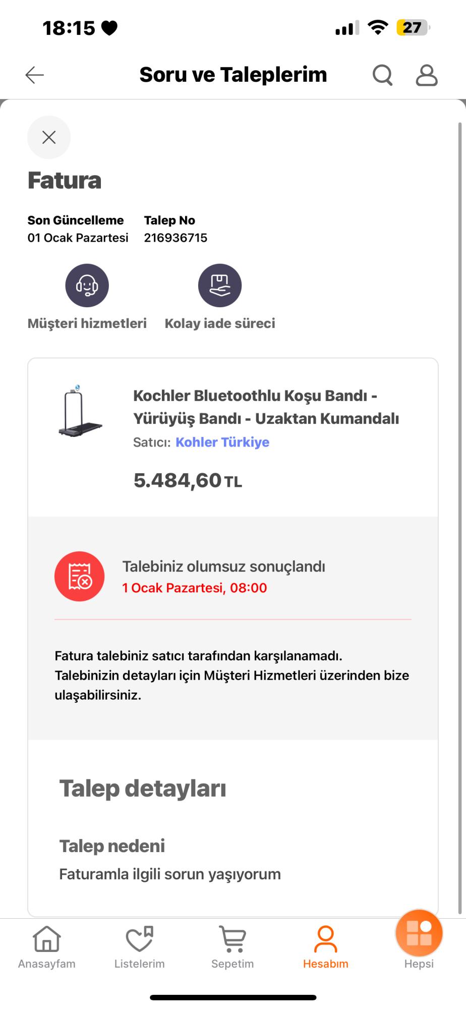 Kochler Türkiye Faturamı Yanlış Adrese Kesti ve Düzeltmedi - Şikayetvar