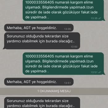 AGT Kurye (aynigunteslim.com) Kargom Elime Ulaşmadı