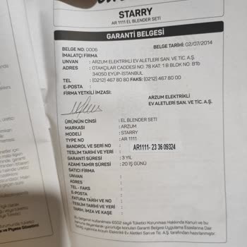 Arzum Starry Blender Seti Nin Çırpıcı Aparatı Yandı