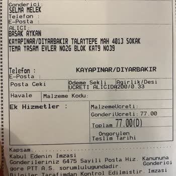 PTT Kargo Karataş Gaziantep PTT Şubesinde Gönderim Sorunu