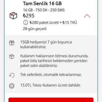 Vodafone Kolay Paket Hediye GB Sorunu