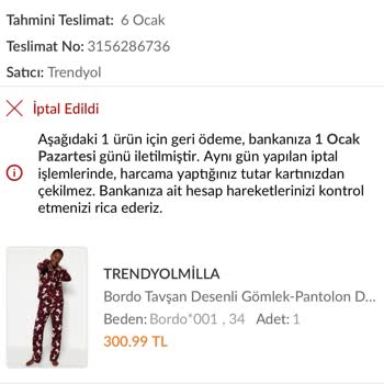 Trendyol Sipariş Hazırlanıyor Aşamasında İptal Edilen Ürünün Ücreti Ödenmedi