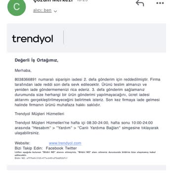 Trendyol Kalitesiz Bot, İade Sorunu Yaşadım