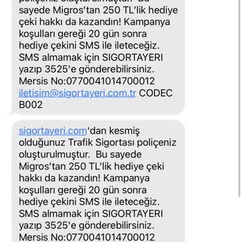 Sigortayeri.com Migros Hediye Çeki