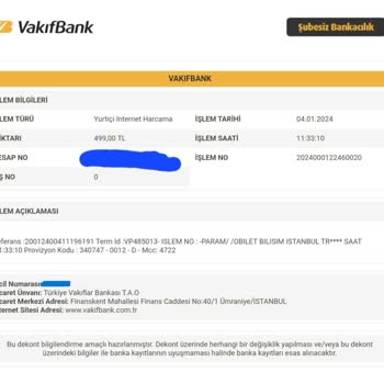 VakıfBank 1 Bilet İçin 2 Bilet Ücreti Hesaptan Çekme