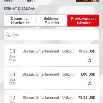 Blizzard Entertainment Kredi Kartımdan Onaysız Para Aktarımı Şikayeti
