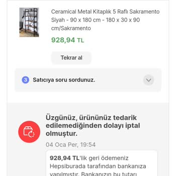 Ceramical Metal Mobilya Ceramical Satıcısının Ve Hepsiburada Nın Keyfi Ürün İptali