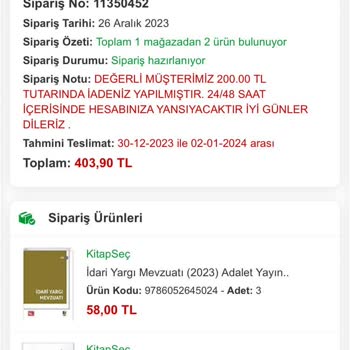 Kitap Seç Sipariş İptali Ve Stok Sorunları Hakkında Şikayet