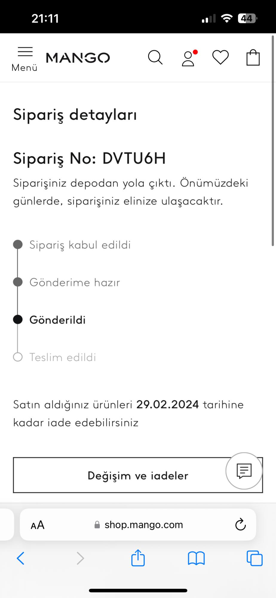 Mango Sipariş Sorunu Yaşatıyor Şikayetvar