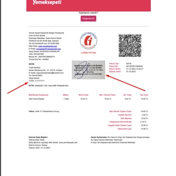 Yemeksepeti Elektronik Fatura Kesiminde Yaşanan Sorunlar