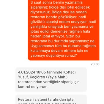 Migros Yemek 3 Saat Bekletip İptal Eden Köfteci Yusuf Siparişi