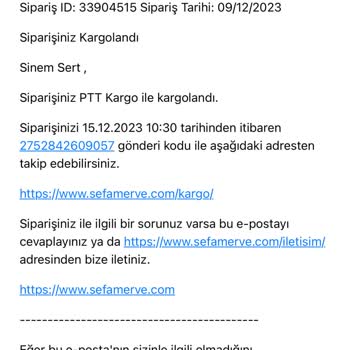 Sefamerve Firması Ücret İadesi Yapmıyor