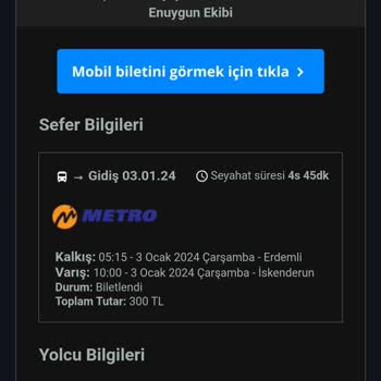 Metro Turizm Otobüs Firmasına Şikayet