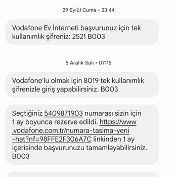 Vodafone Rezerve Numara Sorunu
