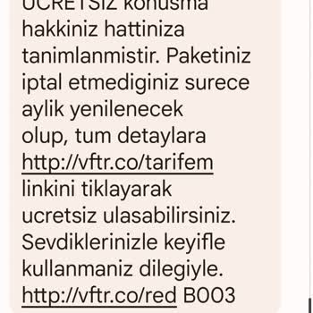 Vodafone Ücretsiz Aldığım Paket Ücretli Oldu