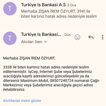 İş Bankası Ve PTT Banka Kartımı Göndermiyor!