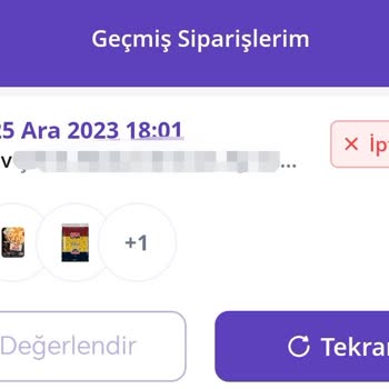 İptal Edilen Siparişin Parasını İade Etmeyen Getir