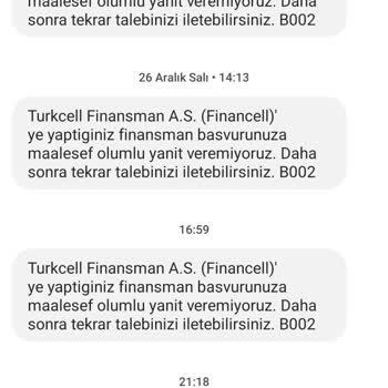 Financell (Turkcell Finansman) Kredi Limitim Olmasına Rağmen Olumlu Yanıt Yok