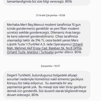 TurkNet İnternet Nakil Sürecinde Yaşanan Gecikme Ve Fatura Sorunu