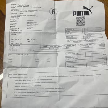 Puma Ayakkabısının Değişiminin Yapılmasını İstiyorum