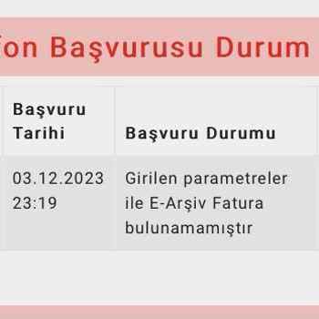 Gelir İdaresi Başkanlığı Girilen Parametreler İle Arşiv Faturası Bulunamıyor