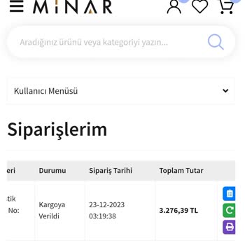 Minar Mobilya Sipariş Verdim Ürünüm Gelmedi