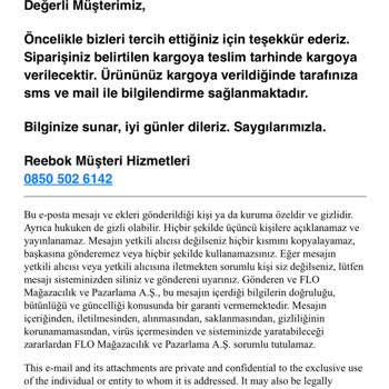 Www.reebok.com.tr Sitesinden Aldığım Ürünün Teslim Edilmemesi