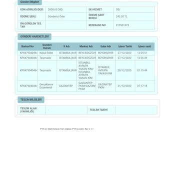 PTT Kargo Gaziantep PTT Pkim