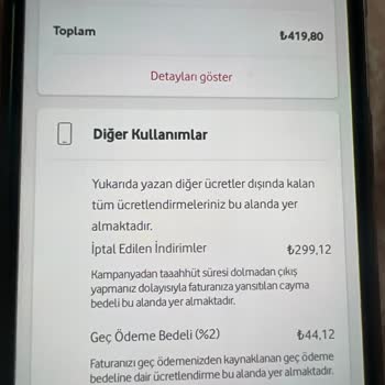 Vodafone Fatura Ücretinin Yüksek Olması