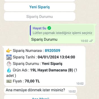 Hayat Su Danone Hayat İçecek 1 Gündür Sipariş Ettiğim Su Gelmiyor!