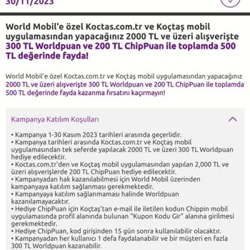 Koçtaş Chippuan Kodu Göndermeme