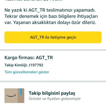 Amazon Ürünü Teslim Etmiyor