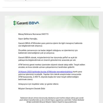 Garanti Bankası ATM'SİNİN Kaptığı Parayı İade Etmiyor