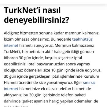 TurkNet İnternet Sayfasında Yer Alan Taahhüdünü Yerine Getirmiyor!