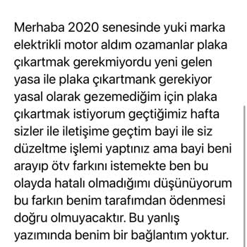 Yuki Motor Şasi Numarası Hatası