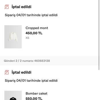 Bershka Haberim Olmadan Siparişimi İptal Ettiler Parayı Yatırmadılar.