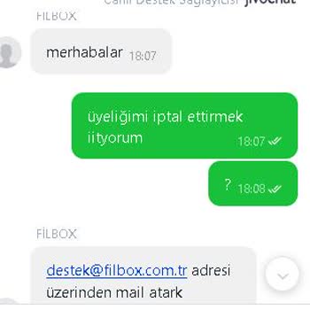 Filbox Üyelik İptal Edememe