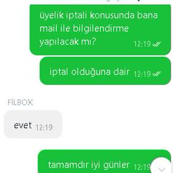 Filbox Üyelik İptal Edememe