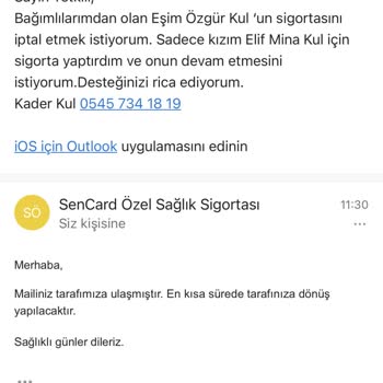 Bupa Acıbadem Sigorta Sencard Bağımlı İptal Etme!