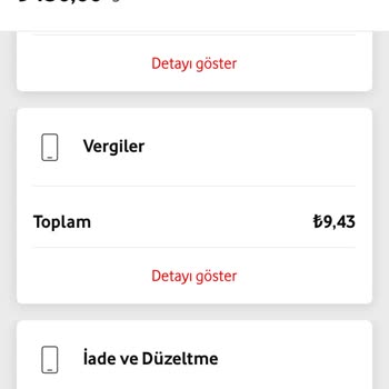 Vodafone İade Ve Düzeltme Bedeli