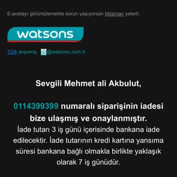Watsons Müşteri Paralarını Faize Yatırıp Sonra İptal Ediyor