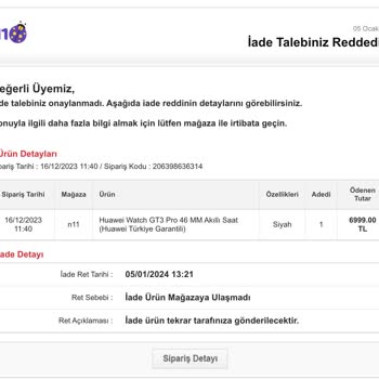 N11 Mesafeli Satış Sözleşmesine Uymuyor
