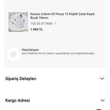 Karaca Züccaciye Ücret İadesi Yapılmaması