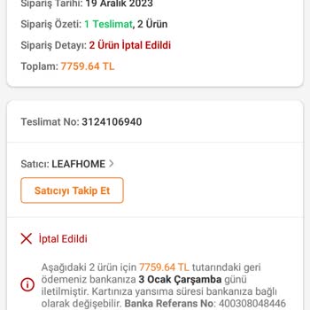 Leafhome 15 Gün Geçti. Kargo Edilmedi