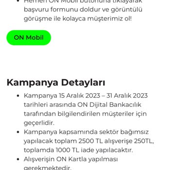 On Dijital Bankacılık İadem Yatırılmadı