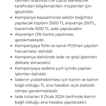 On Dijital Bankacılık İadem Yatırılmadı