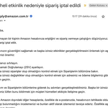 Amazon Sipariş İptali Ve Hesap Kilitleme