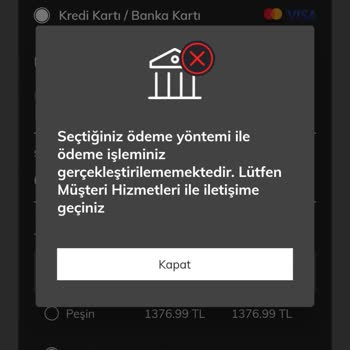 DeFacto Ödeme Yöntemi İle Ödemeniz Gerçekleştirilmedi Hatası