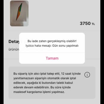 Gardrops Alışveriş Uygulaması Sipariş İptalimi Onaylamıyor